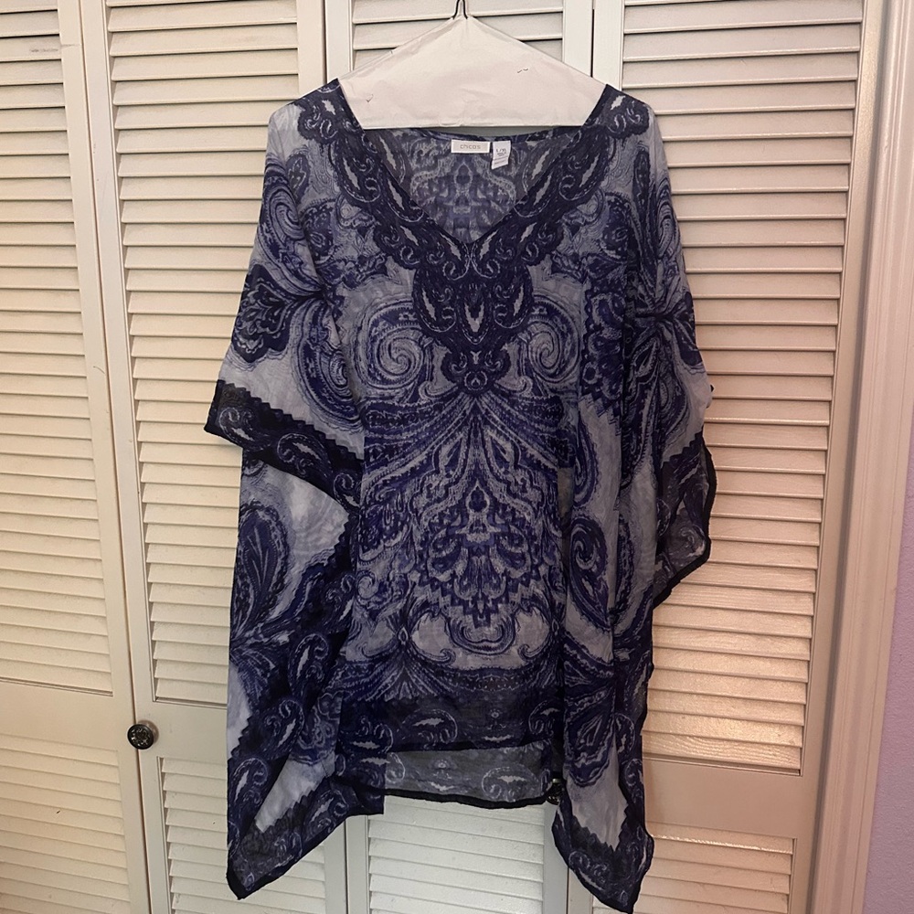 CHICOS Blue Patterned Women's Top